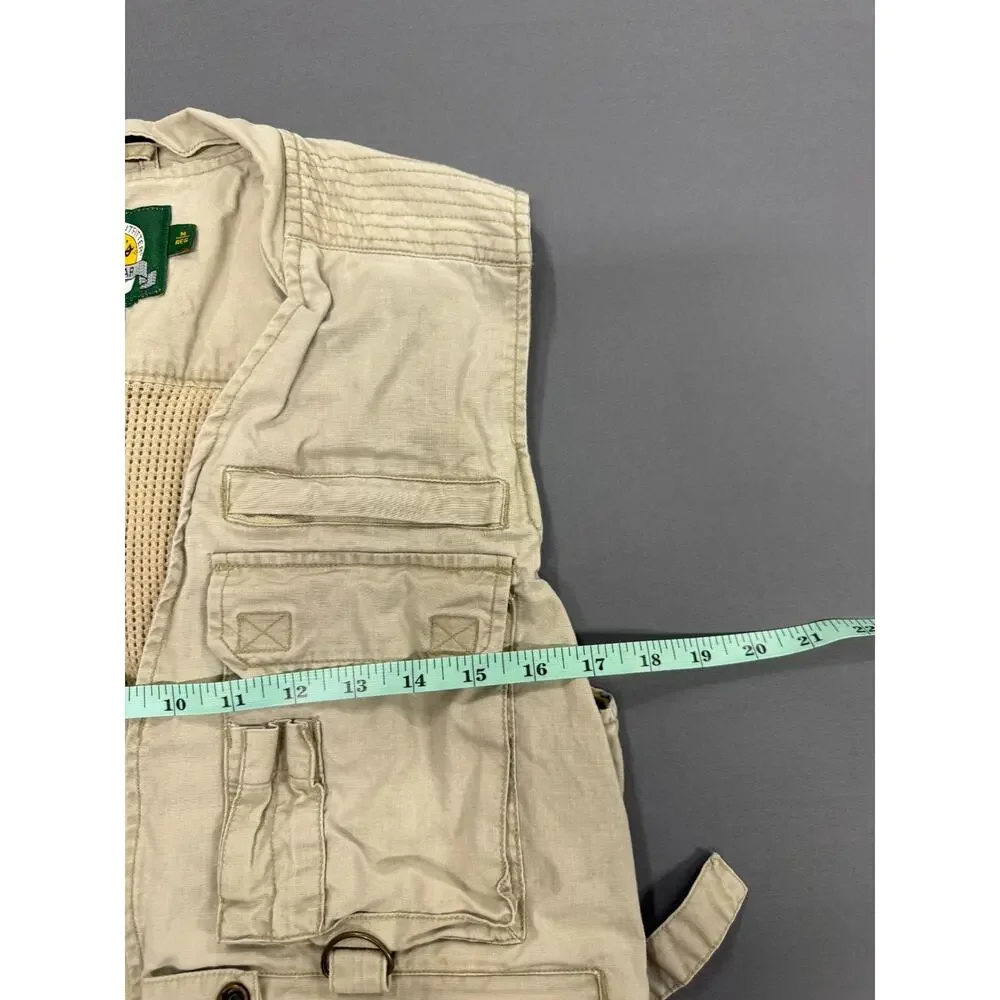 Cabela's Men's MD Regular Fishing Vest Khaki Cotton Multi Pocket Utility